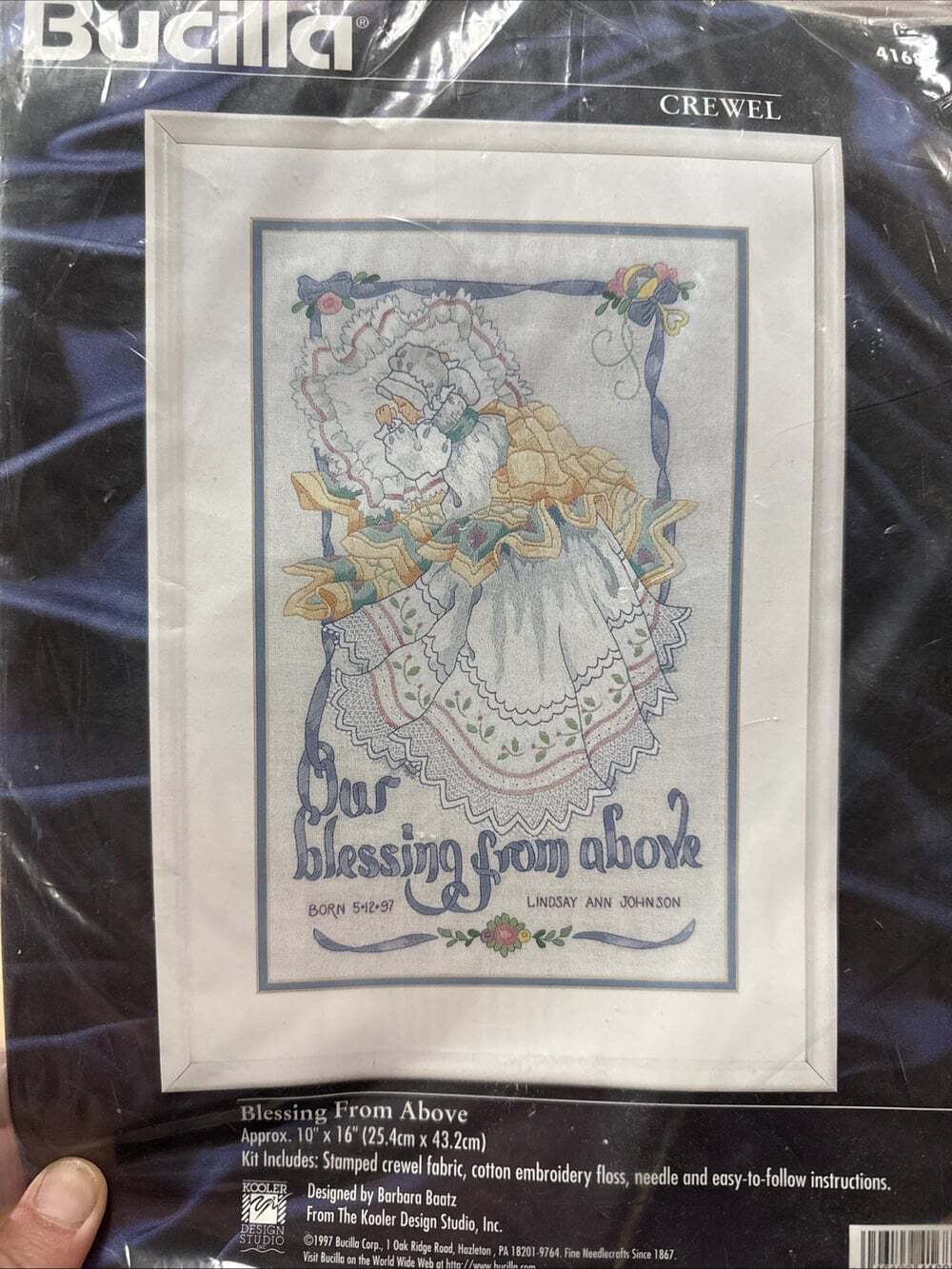 Bucilla Crewel Embroidery Kit Our Blessing From Above 41688 10 x 16 B1